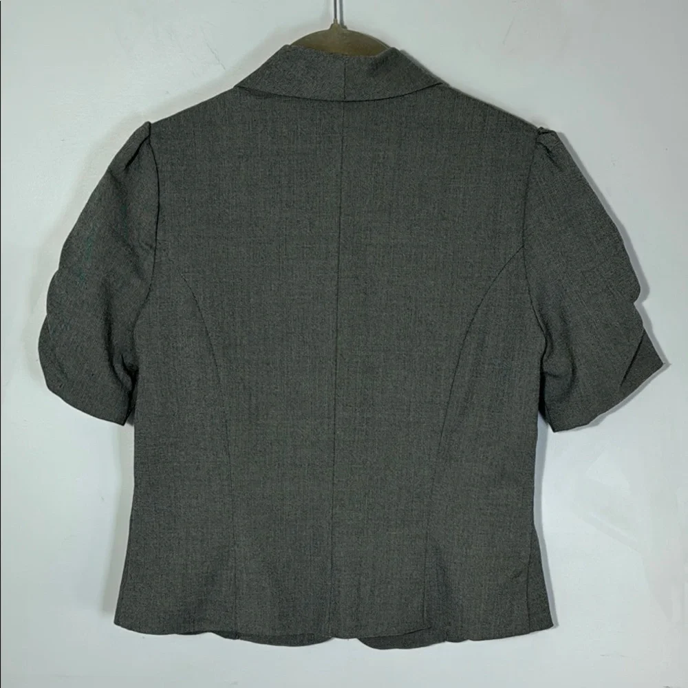 Curio Nine Blazer Grey Crop Ruched Puff‎ Sleeve in Size M  NWT